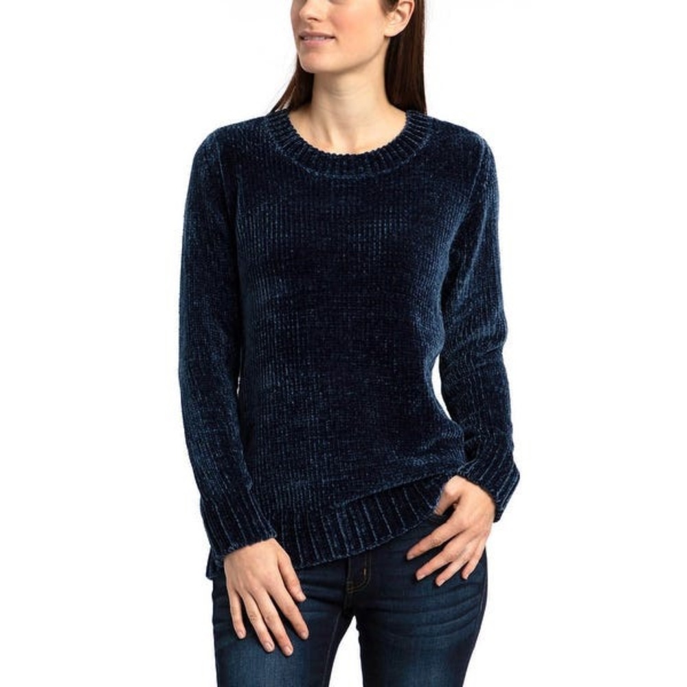 Orvis Chenille Crew Neck Pullover Sweater blue